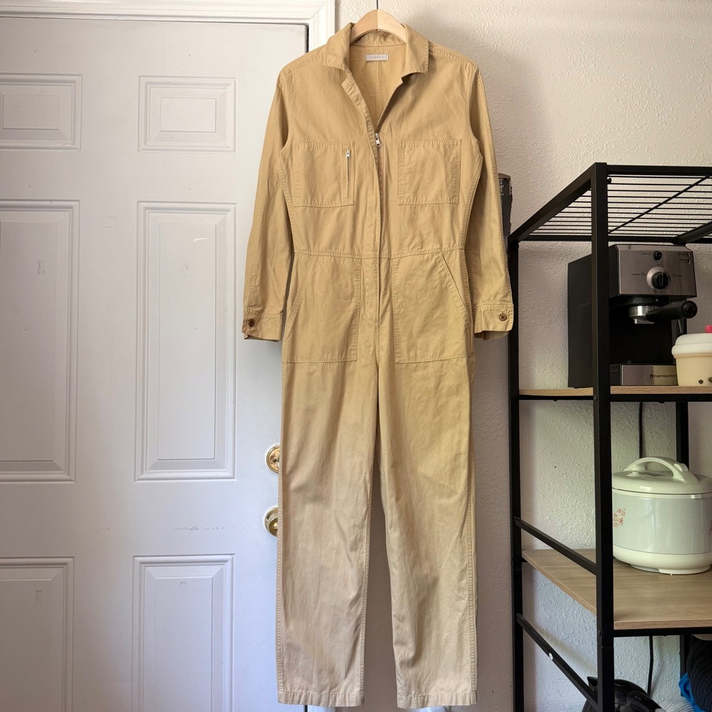 OUTERKNOWN cream tan khaki utility full zip long sleeve work chore jumpsuit